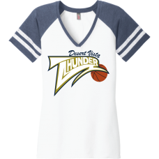 Ladies V-neck stripped Navy Heather t-shirt